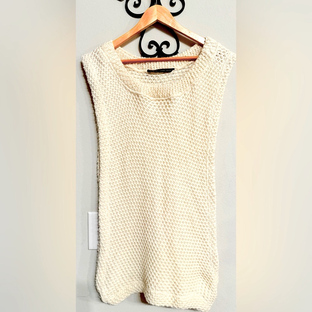 Zara Oversized Cream Knit Top